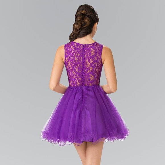 NEW SHORT SLEEVELESS BABY DOLL EMBROIDERED LACE DRESS WITH ZIPPER BACK GL GS1427 - Picture 7 of 10